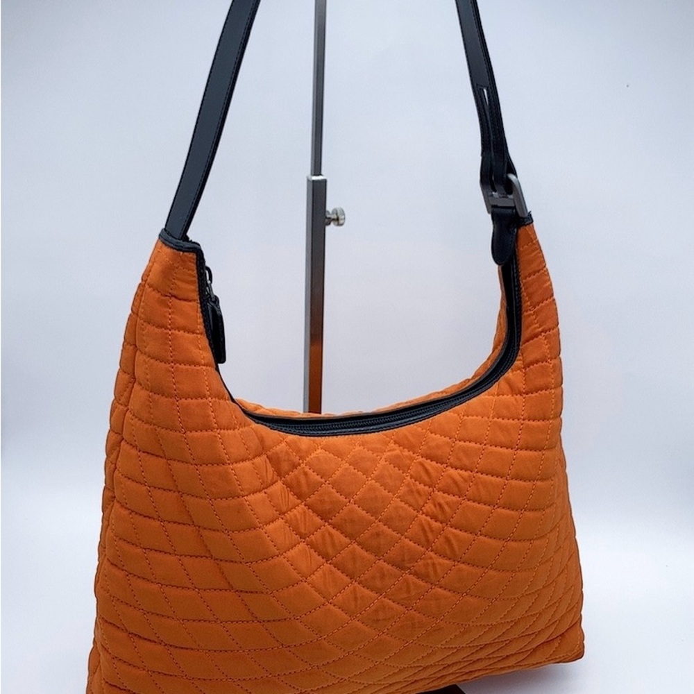 Vintage Bally Orange Quilted Hobo Shoulder Bag